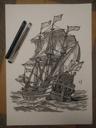 Rysunek: statek - cienk - b. tech. A3 250 g/m2