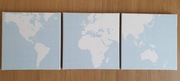 Obraz IKEA PJÄTTERYD Mapa Świata 3 obrazki 25x25cm