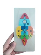 Drewniane klocki rakieta kosmos Montessori 