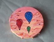 BALONY obrazek ręcznie malowany abstrakcja 10x10cm miniatura akryl
