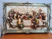 Gipsowy odlew ostatniej wieczerzy w formacie 3 -D ręcznie malowane