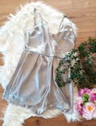 srebrny szary krótki kombinezon na ramiączkach 38M z dekoltem V