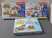 Zestaw 3x puzzli pojazdy 4/5/6/7 elementów castorland 