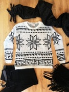 Ciepły miły sweter damski na zimę CROPP M 38 szary zimowy wzór puszysty 