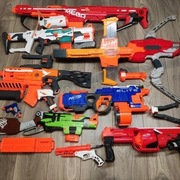 Kolekcja Nerf 11 wyrzutni z dodatkami + strzałki 