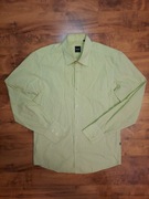 Koszula bawełniana drobna kratka limonkowa Regular Fit rozmiar S