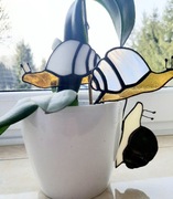 Zestaw 3 ślimaków witrażowych Tiffany, dekoracja do doniczki