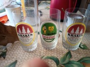 3 stare szklanki na piwo Krakus, Żywiec Euro Spezial