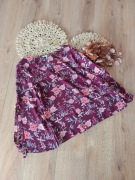 czerwona bordowa burgundowa bluzka z długim rękawem damska kwiecista