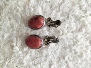 Srebrne stare orientalne kolczyki klipsy z koralem vintage retro 