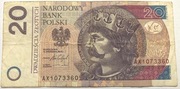 Banknot 20 zł  2016 rok unikat AX 1073360