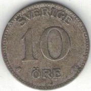 Szwecja 10 ore 1934 - 15 mm - srebro Ag - nr 1