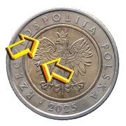 5 ZŁOTYCH 2025 MONETA [nr 164] DESTRUKT - NADLEWKI NA ORLE