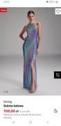 Sukienka Swing ombre rybka cekinowa maxi rozcięcie na nodze XL XXL