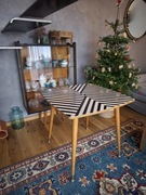 Stolik lata 60 czarno-biała-złota politura 