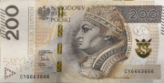 Banknot 200 złotych, radar, palindrom CY6663666