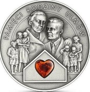 50 zł Pamięci Rodziny Ulmów Moneta Srebrna z Bursztynem Sopot