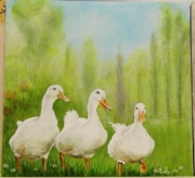 obraz kaczek malowany na płótnie. 