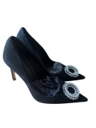 Zara skórzane szpilki ze skóry naturalnej z cyrkonami zdobienie