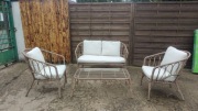 Meble ogrodowe komplet - kanapa + 2 fotele + stolik 