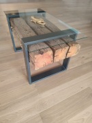 Stolik loft 95x52 Stolik zrobiony z profila metalowego i starodrzewu