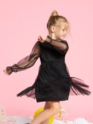 SUKIENKA CZARNA R.122 KROPKI TIUL