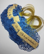 Zawieszki na wódkę weselną 60szt szafirowe niebieskie srebrne