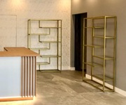 Regał metalowy złoty szklane półki 2 sztuki