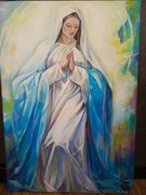 Ręcznie malowany duży obraz  Maryja w modlitwie 70x100
