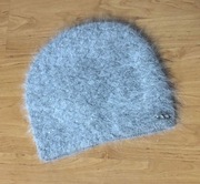 Czapka z angory szara podwójna