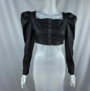 Missguided czarny top gorsetowy z bufiastym rękawem  nowy z metką