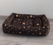 Legowisko małe 65x55 cm brązowe w łapki