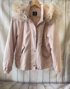Kurtka parka z podszewką ze sztucznego futerka pudrowy róż rozmiar xs