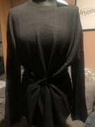 ZARA sweter tunika oversize z wełną wielofunkcyjny asymetryczny