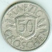AUSTRIA 50 GROSCHEN 1947- stan prawie menniczy