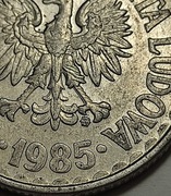 1 zł 1985, double die, zdwojenie bicia - mocne