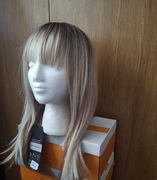 Blond Ombre z Imbirowo-Pomarańczowymi Końcówkami  Peruka z Grzywką 50/46 cm