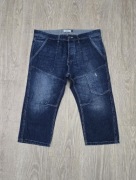 Easy jeansy szorty 3/4 rozmiar W34 granatowe 6 kieszeni 100% bawełna