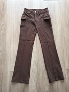 Shein brązowe spodnie garniturowe eleganckie na kant rozszerzane dzwony * S