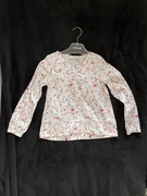 Bluzka Koszula długi rękaw dziewczęca biała w kwiatki H&H LOGG 152-146 11L