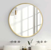 Okrągłe lustro ZENMAG, lustro ścienne z metalową ramą 50 x 50 cm złote 