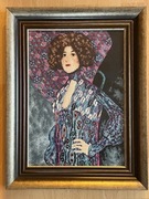 Obraz Gustava Klimta Portret Emilie Floge haft krzyżyk ręczna robota Ramka