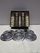 PRL Nieużywane Koszyczki do szklanek + podstawki,  niklowane Leszno 