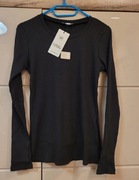 czarna prążkowana bluzka z długim rękawem basic nowa