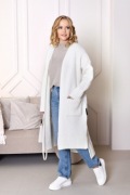 Kardigan damski Basic długi biel ecru  klasyka nowość 