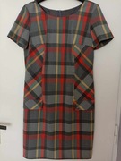 Sukienka elegancka w kratkę r. 38/40 krótki rękaw