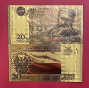 Polskie Banknoty Pozłacany Józef Piłsudski 20 zł