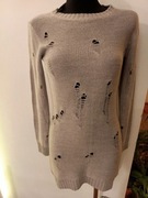 Szara dzianinowa sukienka tunika sweterek