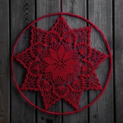 Mandala na szydełku czerwona 35 cm 