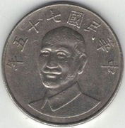 Tajwan 10 dolarów 1986 - 26 mm